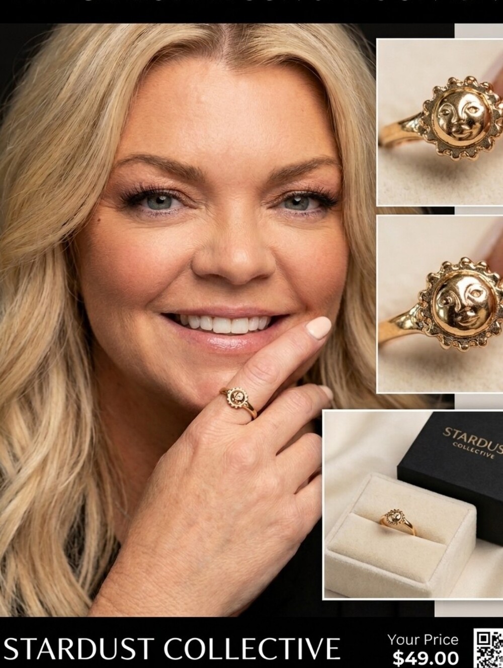 Celestial Sun Gold Tone Ring